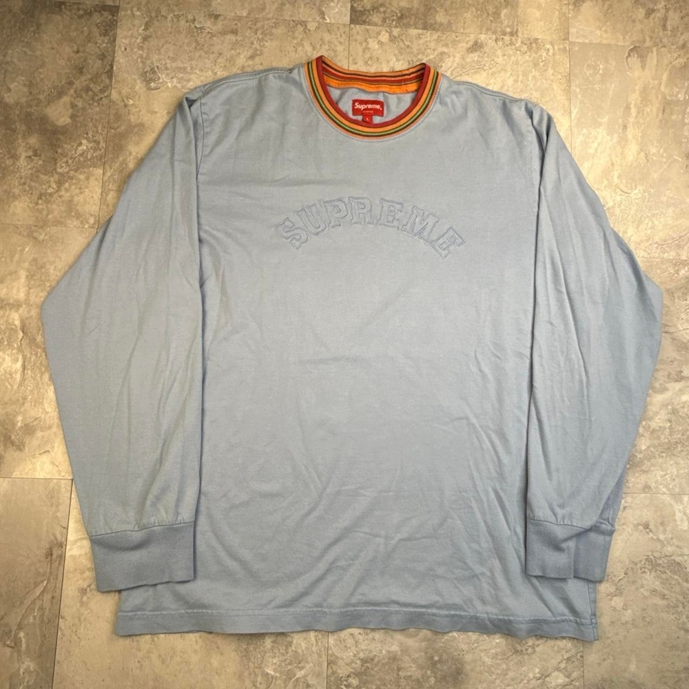 Vintage Supreme Multicolor Rib Knit Long Sleeve Tee Mens Size Large Y2K